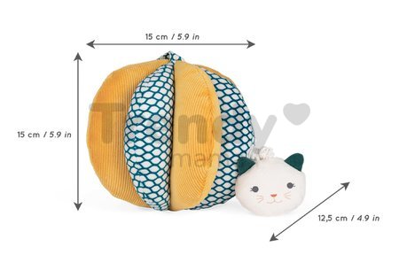 Plyšová lopta s mačičkou pre rozvoj jemnej motoriky bábätka Hand-grip Ball Stimuli Kaloo žltá 15 cm od 0 mes