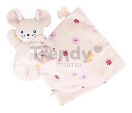 Plyšová myška na maznanie Mouse Carré Doudou Kaloo ružová 14 cm z jemného materiálu v darčekovom balení od 0 mes