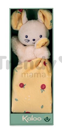 Plyšová myška na maznanie Mouse Carré Doudou Kaloo krémová 14 cm z jemného materiálu v darčekovom balení od 0 mes