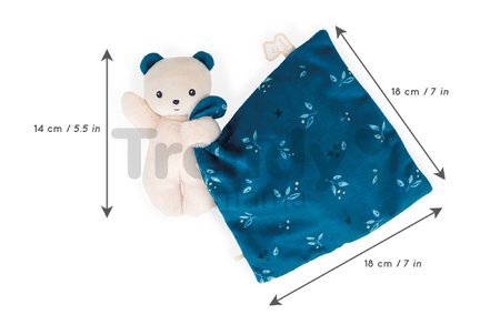 Plyšový medvedík na maznanie Bear Carré Doudou Kaloo modrý 14 cm z jemného materiálu v darčekovom balení od 0 mes