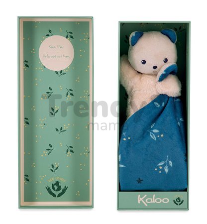 Plyšový medvedík na maznanie Bear Carré Doudou Kaloo modrý 14 cm z jemného materiálu v darčekovom balení od 0 mes