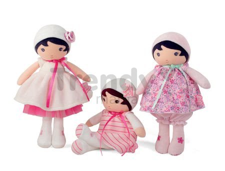 Bábika pre najmenších Rose K Tendresse Kaloo 32 cm v pásikavých šatách z jemného textilu v darčekovom balení od 0 mes