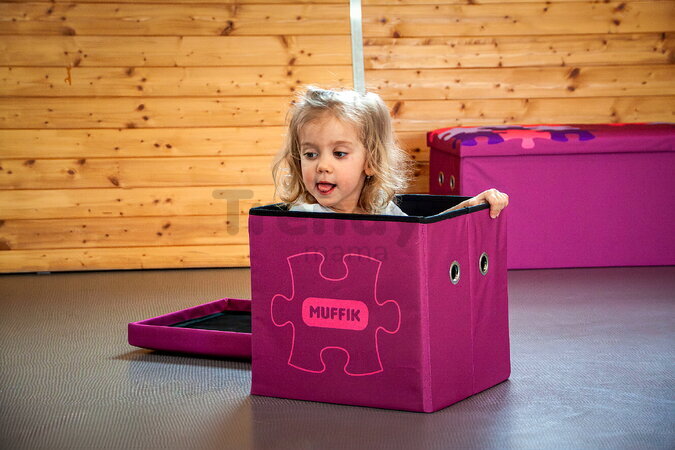 Cutie de depozitare pentru perne ortopedice mici MUFFIK roz, capacitate 30 kg, 35*35*35 cm