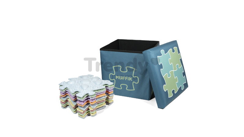 Cutie de depozitare pentru perne ortopedice, mică MUFFIK turcoaz, capacitate 30 kg, 35*35*35 cm
