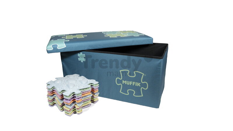 Cutie de depozitare pentru perne ortopedice, mare MUFFIK turcoaz, capacitate 30 kg, 70*35*35 cm