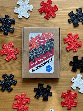 Set senzorických MUFFIK NANO puzzlíků - Černá na bílé 