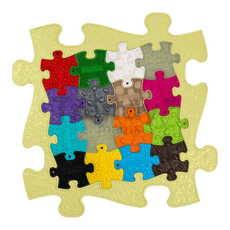 Covoraș ortopedic Nano puzzle în puzzle MUFFIK pentru o dezvoltare sănătoasă a picioarelor, bej