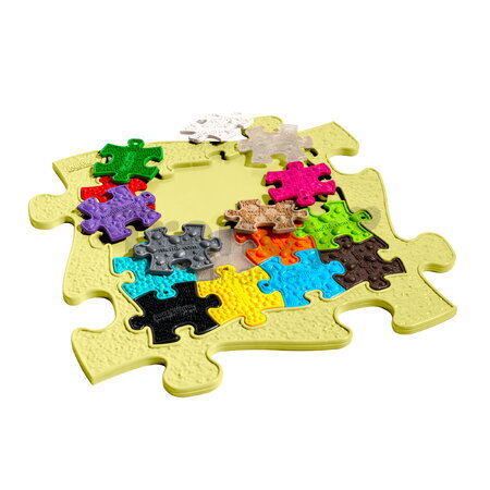 Ortopedică podložka Nano puzzle în puzzle MUFFIK pentru dezvoltarea sănătoasă a tălpilor, galben pastel