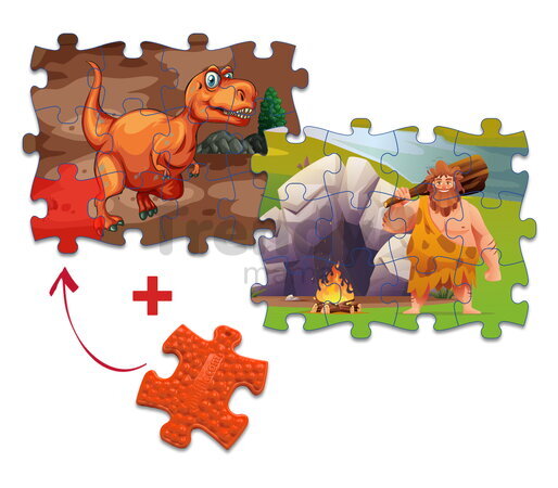 MUFFIK Everlasting Puzzle - Dinosauři/Pravěk Pterodaktyl/Prehistorický chlapec 