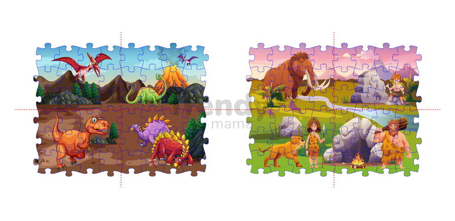 MUFFIK Everlasting Puzzle - Dinosauři/Pravěk Pterodaktyl/Prehistorický chlapec 