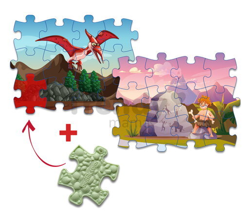 MUFFIK Everlasting Puzzle - Dinosauři/Pravěk T-Rex/Prehistorický muž 