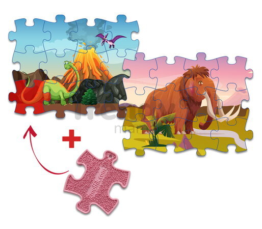 MUFFIK Everlasting Puzzle - Dinosauři/Pravěk Stegosaurus/Šavlozubý tygr 