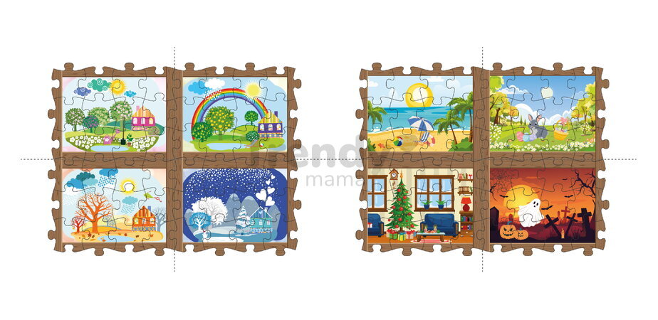 Puzzle senzorial Everlasting Patru anotimpuri Iarna MUFFIK pentru dezvoltarea motricității fine