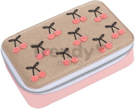 Školský peračník Pencil Box Filled Cherry Pompon Jeune Premier ergonomický luxusné prevedenie 20*7 cm