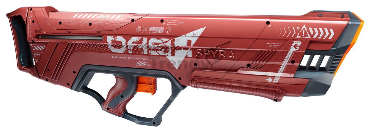Vodná pištoľ s mechanickým nabíjaním SpyraDash Red Spyra s indikátorom stavu nádrže a dostrelom 9 metrov od 8 rokov
