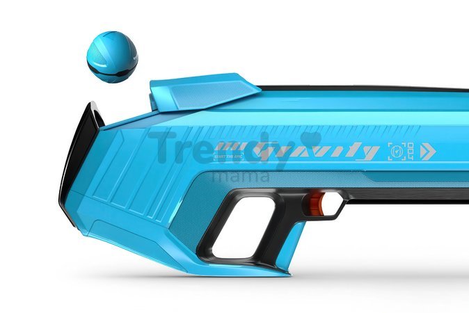 Vodný granátomet s farebným LED displejom SpyraGravity Blue Spyra s integrovanou batériou s USB-C nabíjaním a 4 vodné granáty s dostrelom 16 m