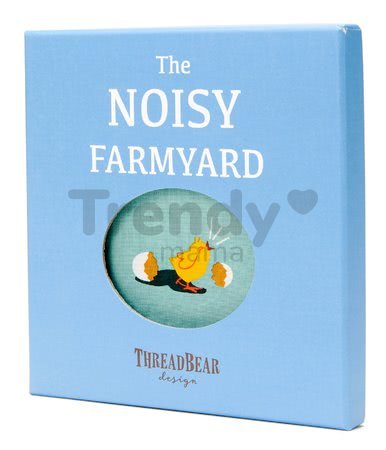 Textilná knižka Noisy Farmyard Rag Book ThreadBear s 12 domácimi zvieratkami 100% jemná bavlna v darčekovom balení od 0 mes