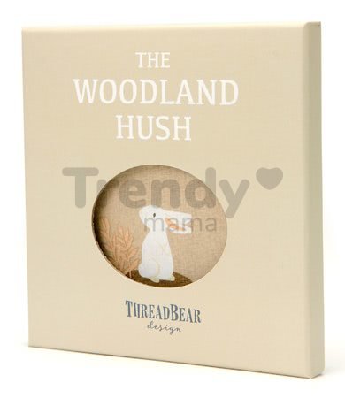 Textilná knižka Woodland Hush Rag Book ThreaBear s 12 lesnými zvieratkami 100% jemná bavlna v darčekovom balení od 0 mes