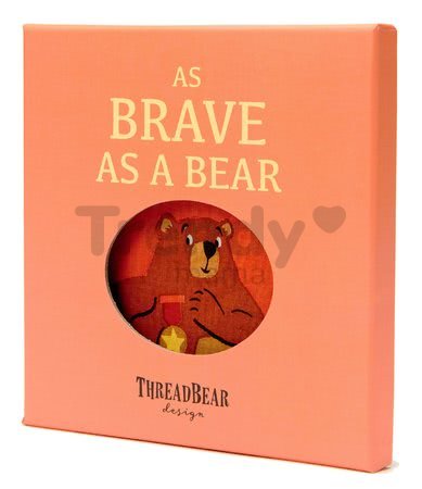 Textilná knižka Brave as a Bear Rag Book ThreadBear s 12 divokými zvieratkami 100% jemná bavlna v darčekovom balení od 0 mes