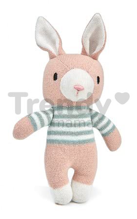 Bábika pletená zajačik Finbar Hare Knitted Baby Doll ThreadBear 18 cm z jemnej a mäkkej bavlny s darčekovým štítkom od 0 mes