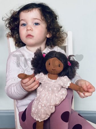 Bábika handrová Mia Rag Doll ThreadBear 35 cm z jemnej mäkkej bavlny s tmavými vláskami