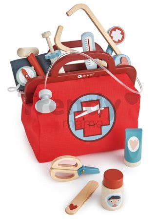 Drevená lekárska taštička Doctor's Bag Tender Leaf Toys so zdravotnými pomôckami rúškom a náplasťami