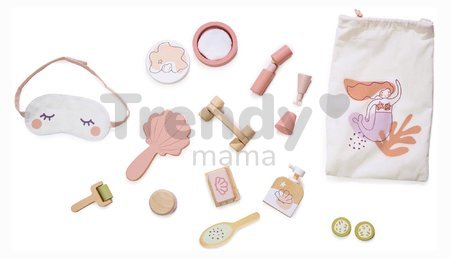 Drevený kúpeľňový set pre bábiku Spa Retreat Set Tender Leaf Toys v textilnej taške s 11 doplnkami