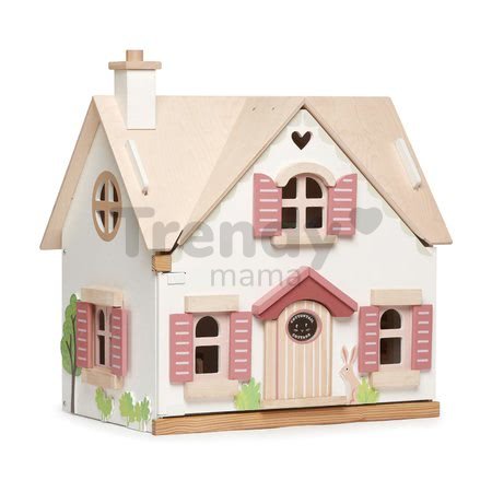 Drevený vidiecky domček pre bábiku Cottontail Cottage Tender Leaf Toys 13 dielov so štýlovým retro nábytkom výška 48 cm