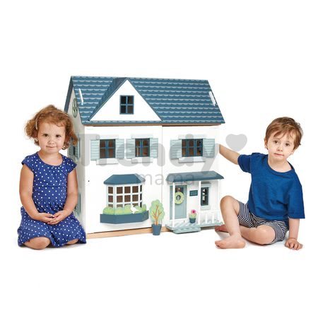 Drevený domček pre bábiku Dovetail House Tender Leaf Toys ultra štýlový so 6 izbami a parketami bez nábytku a postavičiek