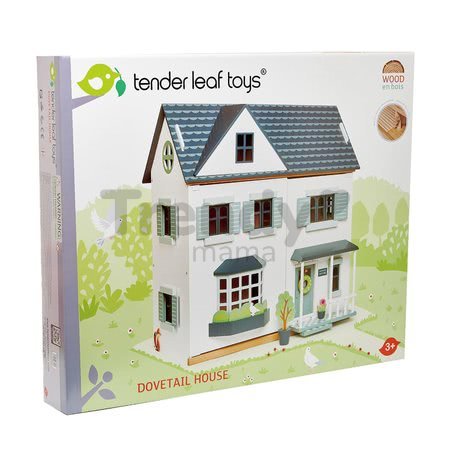 Drevený domček pre bábiku Dovetail House Tender Leaf Toys ultra štýlový so 6 izbami a parketami bez nábytku a postavičiek