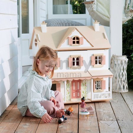 Drevený domček pre bábiku Humming Bird House Tender Leaf Toys exotický koloniálny štýl so 4 izbami
