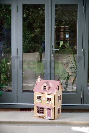 Drevený mestský domček pre bábiku Foxtail Villa Tender Leaf Toys ružový 12 dielov s nábytkom výška 71 cm