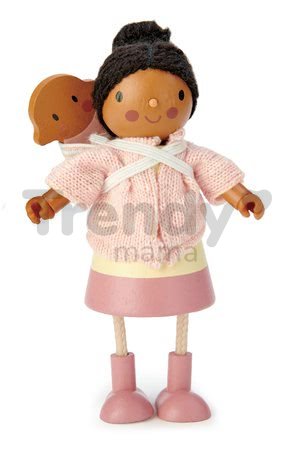 Drevená postavička s bábätkom Mrs. Forrester Tender Leaf Toys v ružovom kabátiku