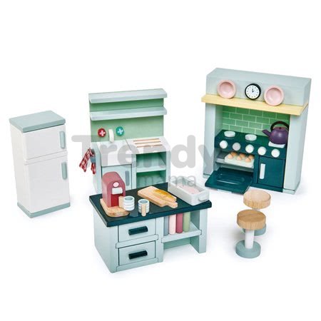 Drevený nábytok do kuchynky Dovetail Kitchen Set Tender Leaf Toys 6-dielna súprava s komplet vybavením a doplnkami