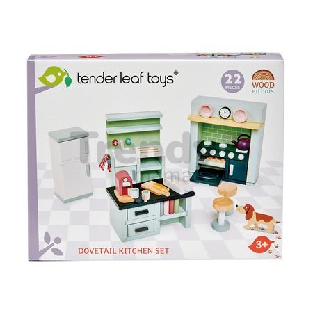Drevený nábytok do kuchynky Dovetail Kitchen Set Tender Leaf Toys 6-dielna súprava s komplet vybavením a doplnkami