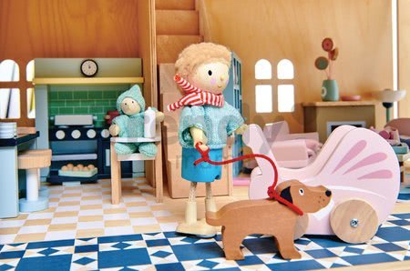 Drevená izba pre bábätko Dovetail Nursery Set Tender Leaf Toys s postavičkou v dupačkách