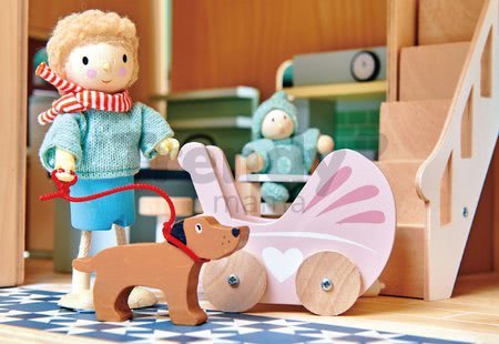 Drevená izba pre bábätko Dovetail Nursery Set Tender Leaf Toys s postavičkou v dupačkách