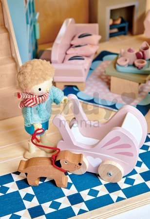 Drevená izba pre bábätko Dovetail Nursery Set Tender Leaf Toys s postavičkou v dupačkách