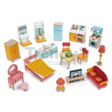 Drevený nábytok do domčeka pre bábiku Foxtail Villa Starter Furniture Set Tender Leaf Toys 22-dielna súprava