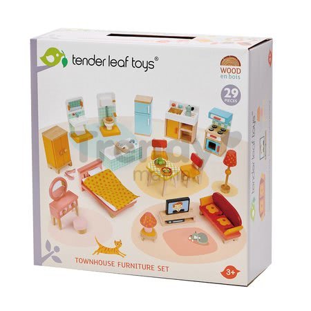 Drevený nábytok do domčeka pre bábiku Foxtail Villa Starter Furniture Set Tender Leaf Toys 22-dielna súprava