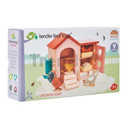 Drevený kurín so sliepočkami Chicken Coop Tender Leaf Toys s rebríkom a vajíčkami