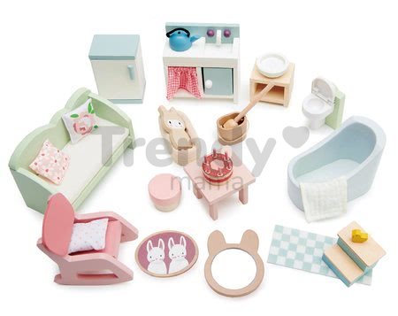 Drevený nábytok pre bábiku Countryside Furniture Set Tender Leaf Toys do vidieckeho domčeka pre bábiku