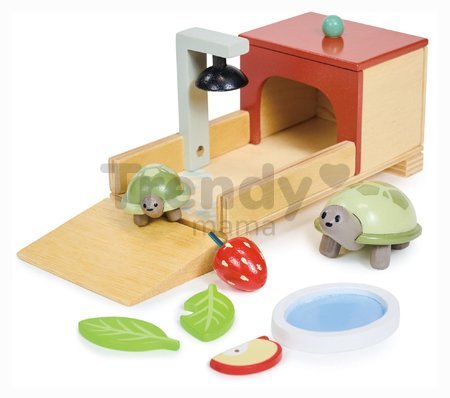 Drevený domček pre korytnačky Tortoise Pet Set Tender Leaf Toys s 2 figúrkami a doplnkami