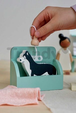 Drevený salón pre psíkov Waggy Tails Dog Salon Tender Leaf Toys so 7 figúrkami psíkov