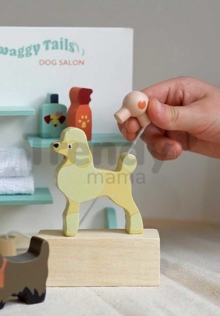Drevený salón pre psíkov Waggy Tails Dog Salon Tender Leaf Toys so 7 figúrkami psíkov