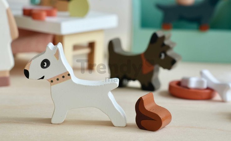 Drevený salón pre psíkov Waggy Tails Dog Salon Tender Leaf Toys so 7 figúrkami psíkov