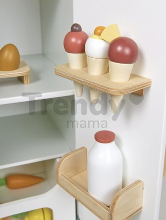 Drevená chladnička dvojkrídlová Refridgerator Tender Leaf Toys s úložným boxom a výroba ľadu 101 cm výška