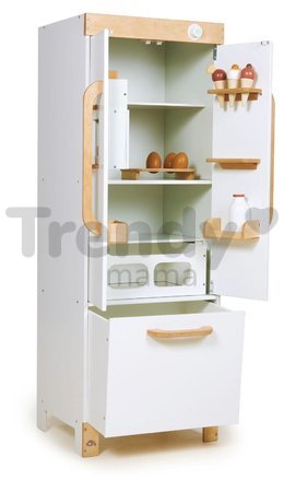 Drevená chladnička dvojkrídlová Refridgerator Tender Leaf Toys s úložným boxom a výroba ľadu 101 cm výška