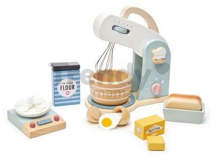 Drevený kuchynský robot Home baking set Tender Leaf Toys s váhou, riadom a potravinami