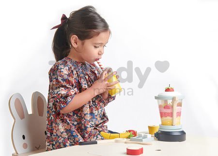 Drevený mixér Fruity Blender Tender Leaf Toys s pohárom, ovocím a kocky ľadu